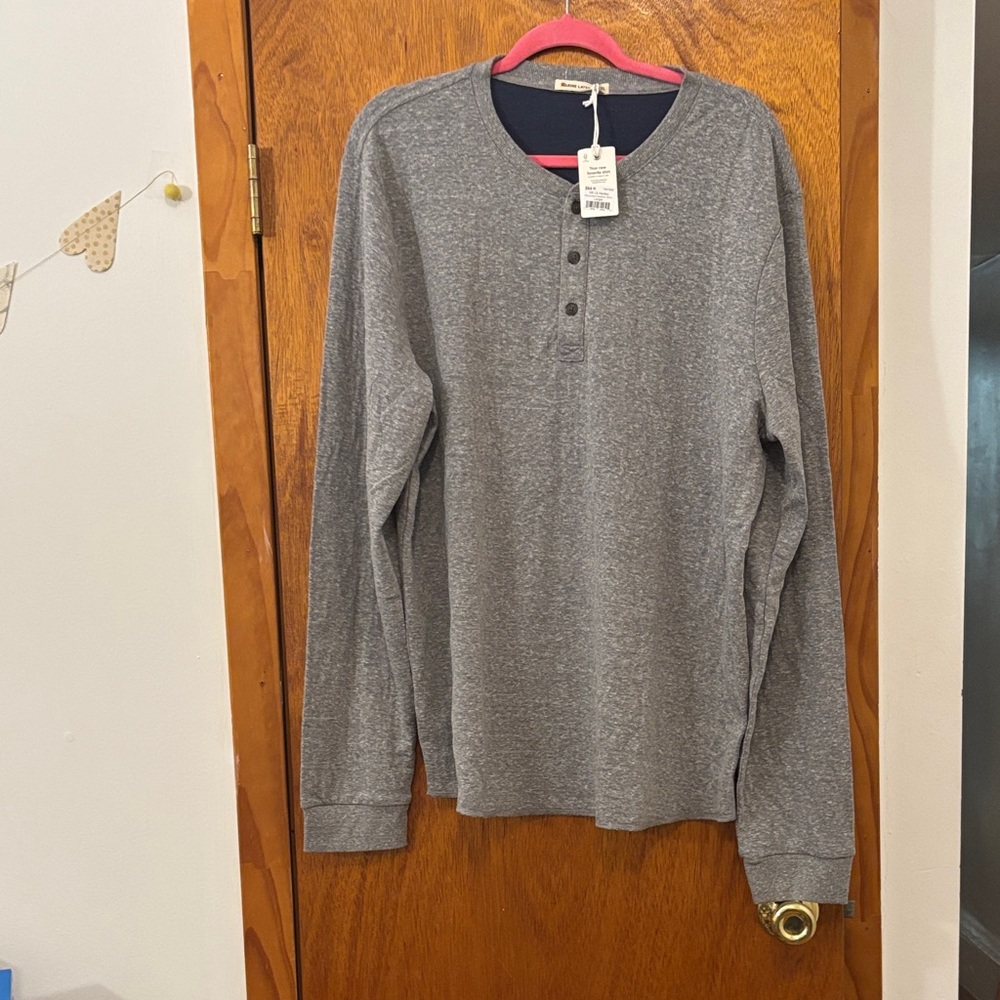 NWT Marine Layer Double Knit Long Sleeve  Henley Shirt in Recycled  Heather Gray